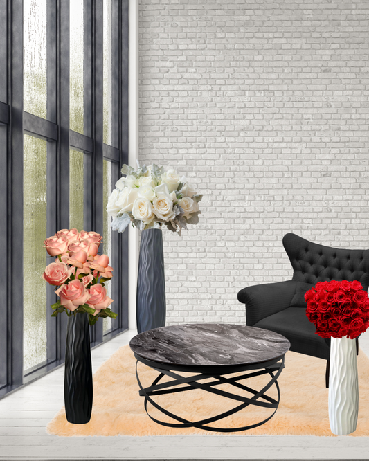 Grand vase décoratif texturé incassable sur pied