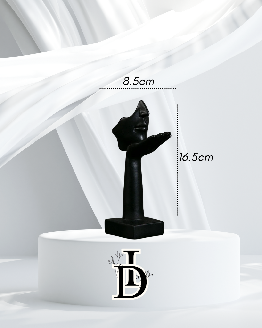 Statue Masque Abstrait en Résine Noire