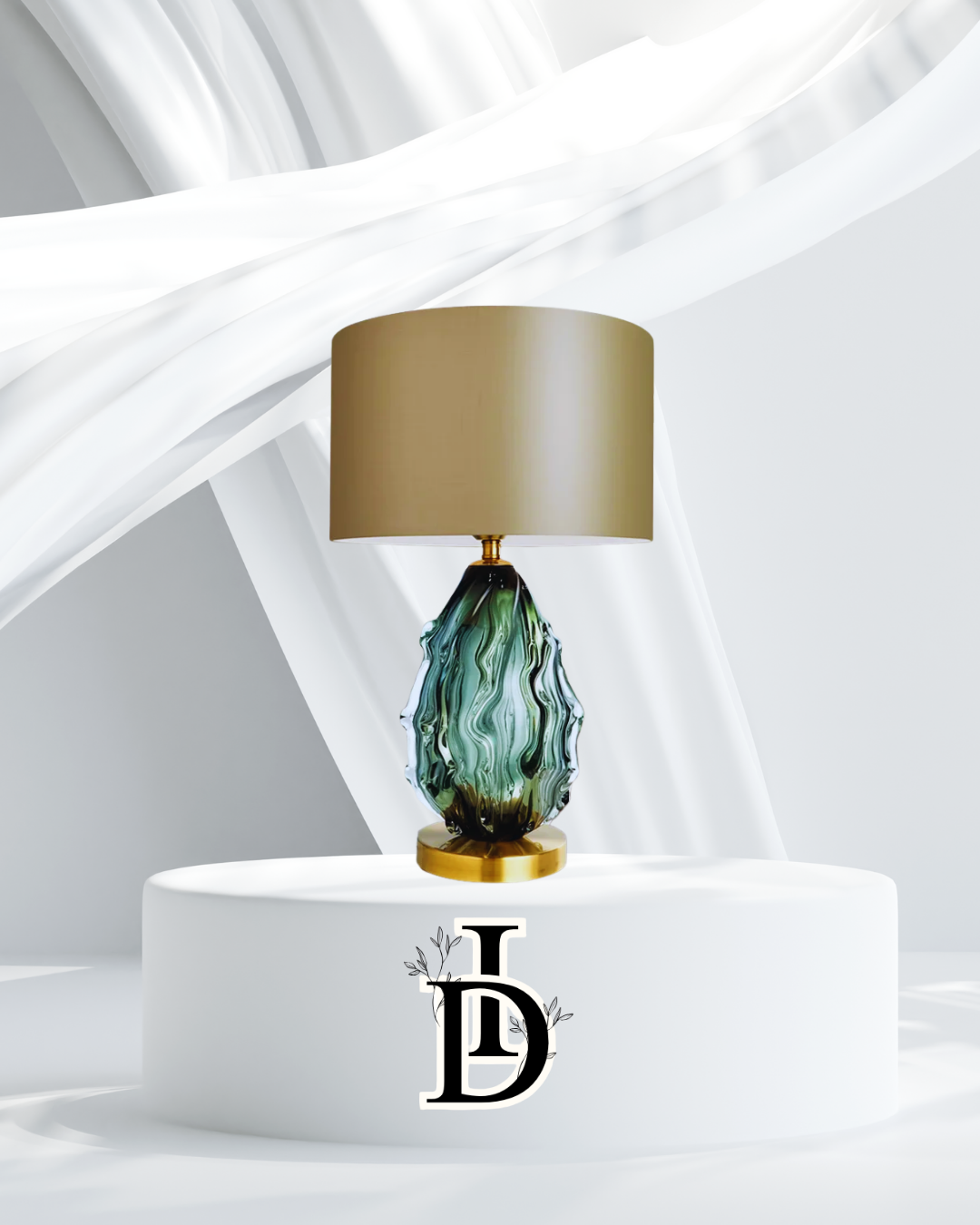 Lampe de table en verre verte
