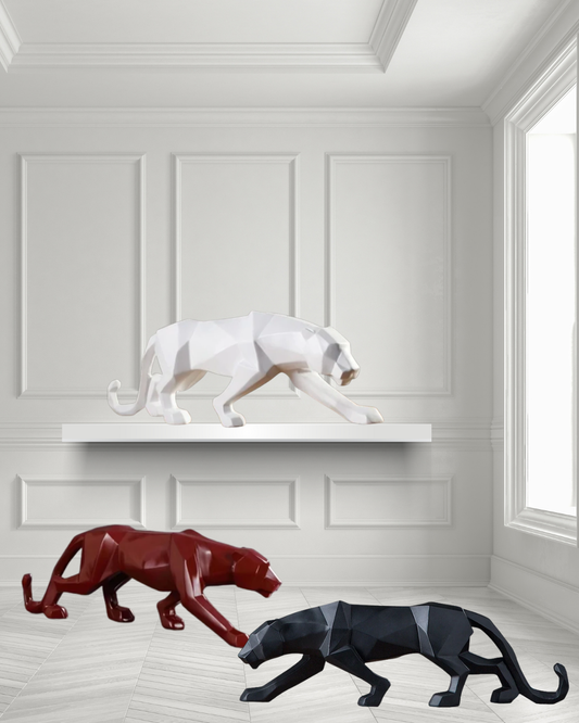 Statue Panthère Sculpture Géométrique Moderne