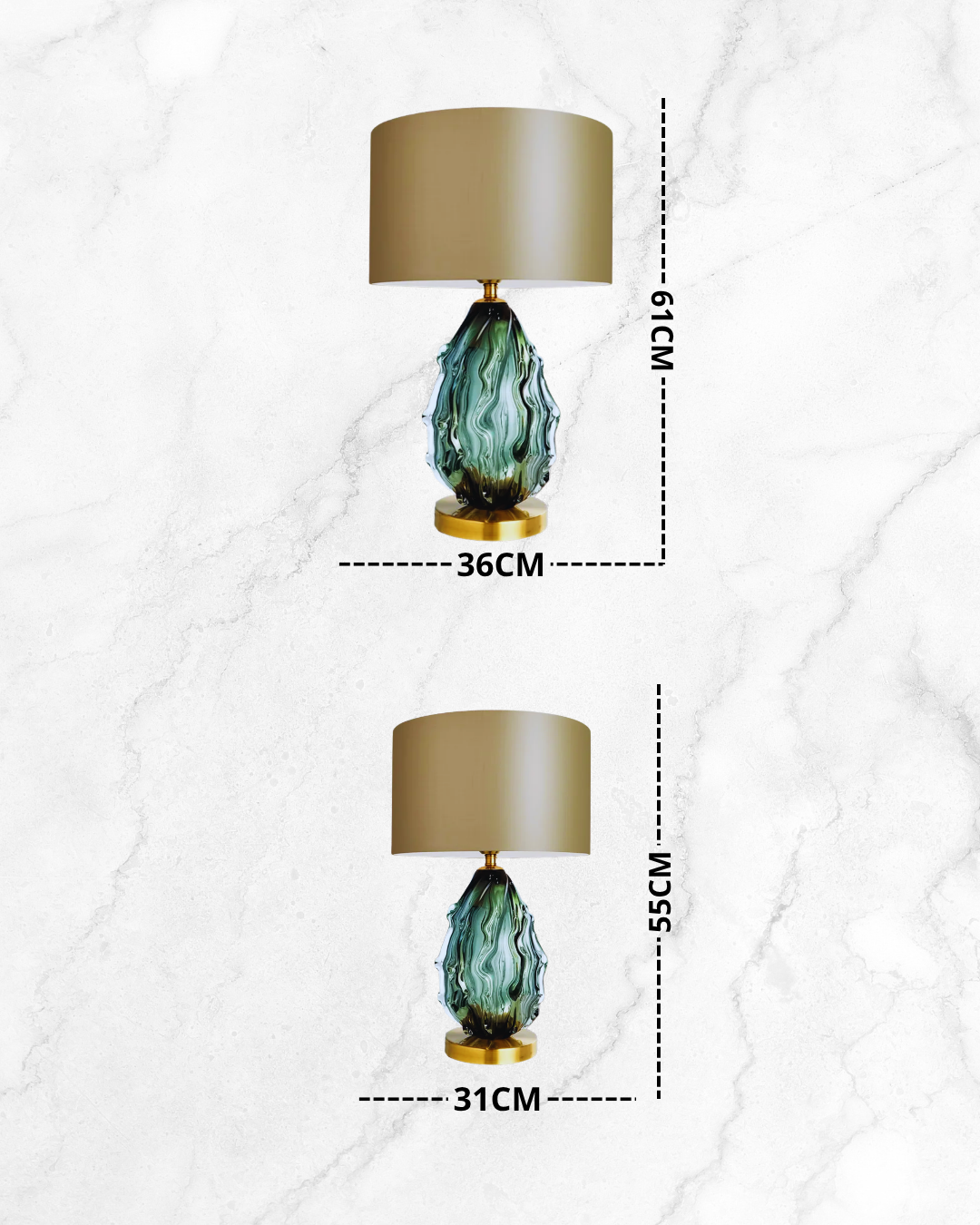 Lampe de table en verre verte