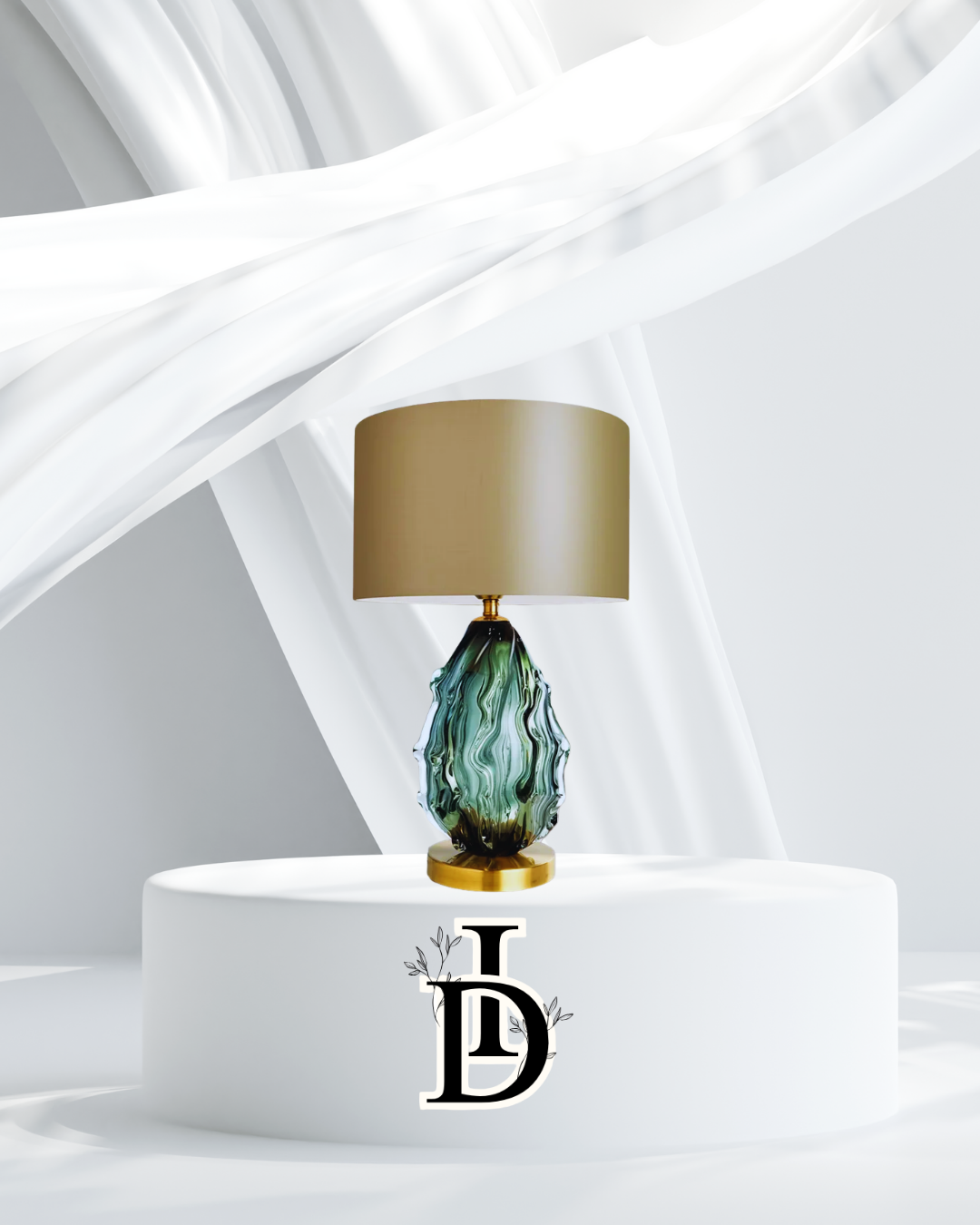 Lampe de table en verre verte