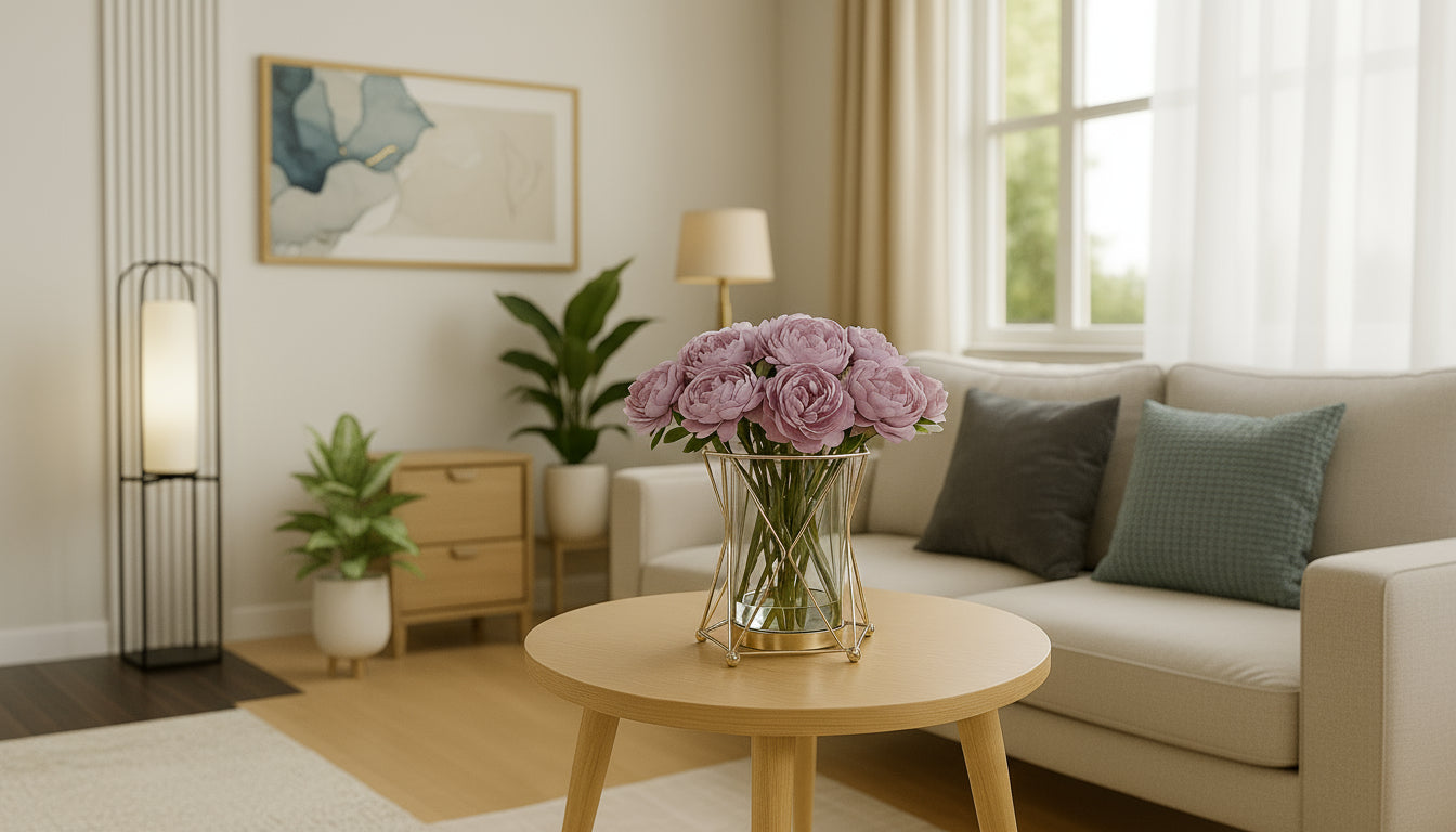 Vase Élégant en Métal Doré & Verre – Design Rectangulaire Classique