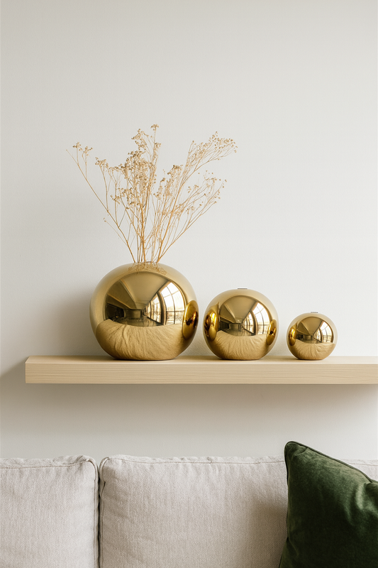 Vase boule en céramique dorée plaquée