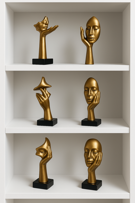 Statue Masque Abstrait Doré