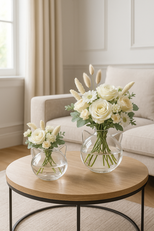 Vase en verre en forme de chat