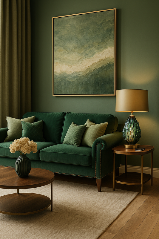 Lampe de table en verre verte