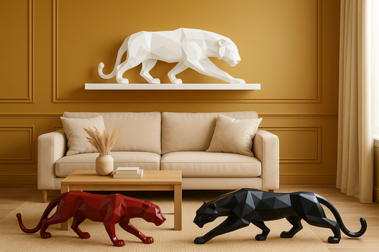 Statue Panthère Sculpture Géométrique Moderne