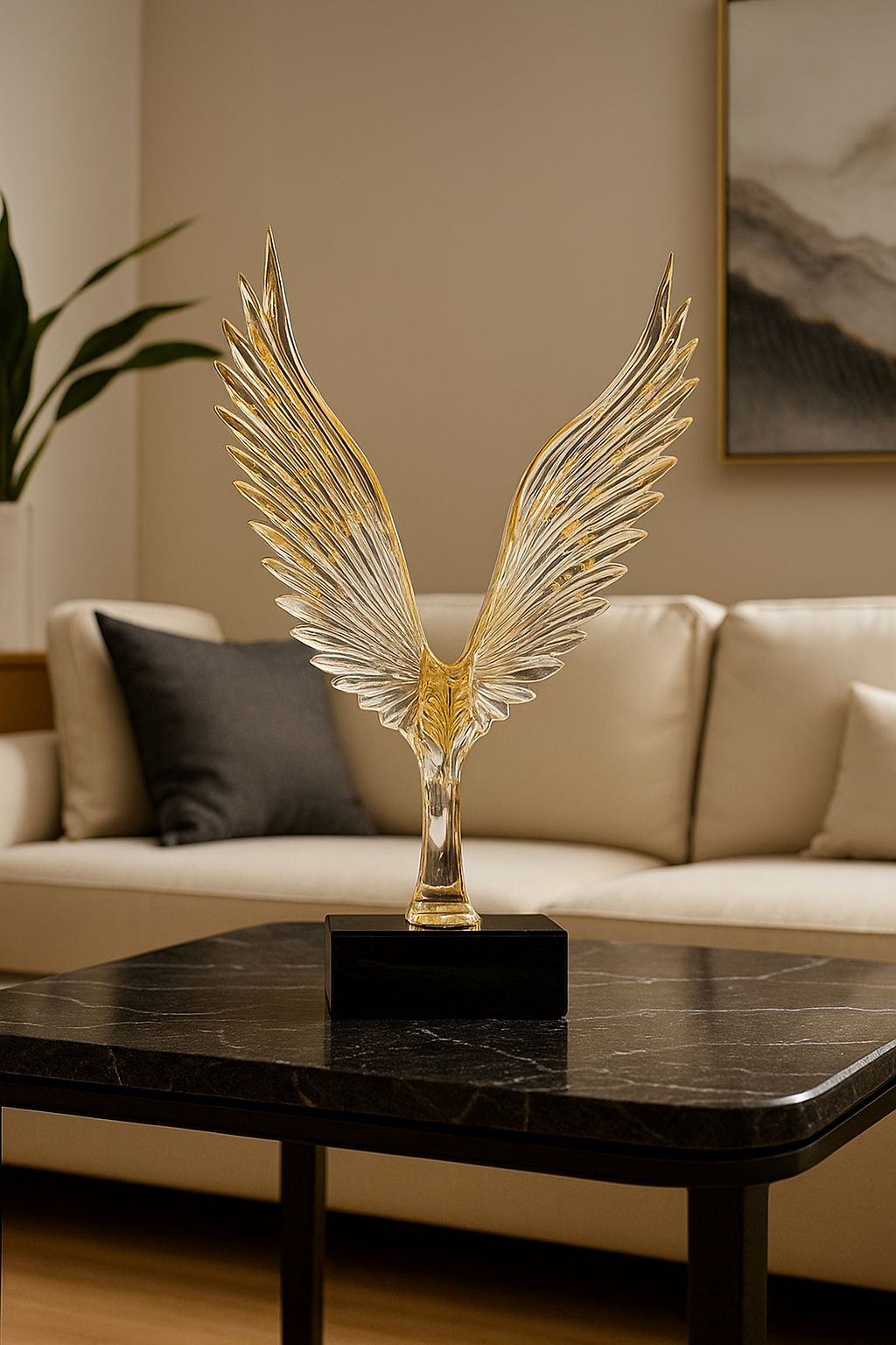 Figurine Abstraite Ailée en Résine – Décoration Moderne Intérieure