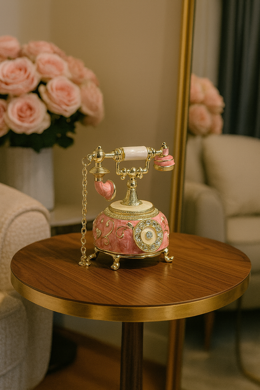 Boîte à Bijoux Vintage Téléphone Émaillé