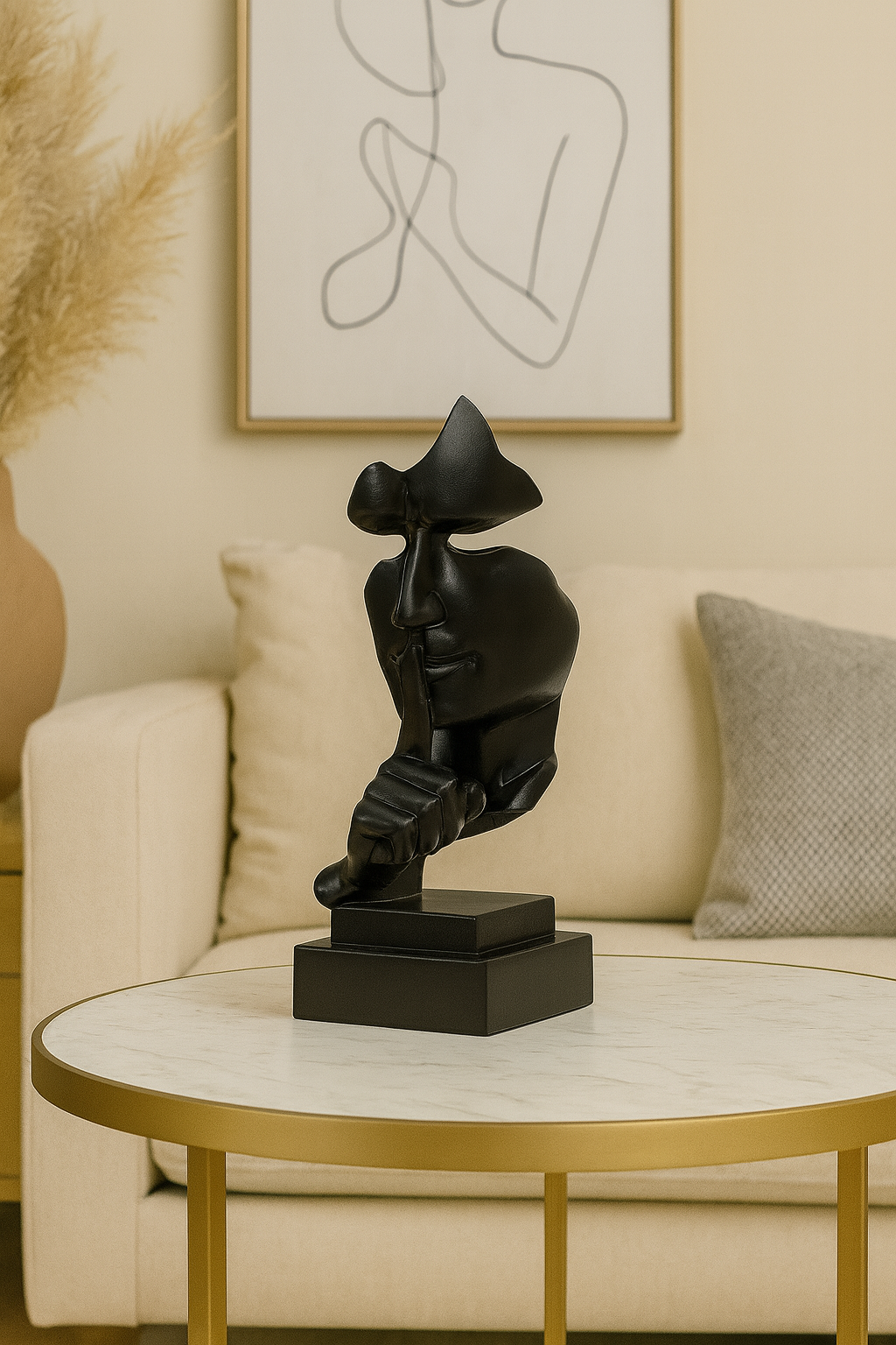 Statue Visage Silence – Sculpture Moderne “Chut” Décoration Design