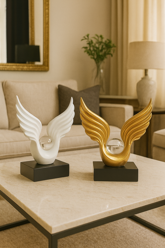 Sculpture Ailes d’Ange – Décoration Moderne Luxe en Résine