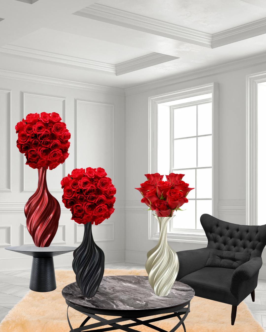 Vase décoratif abstrait nordique en métal torsadé