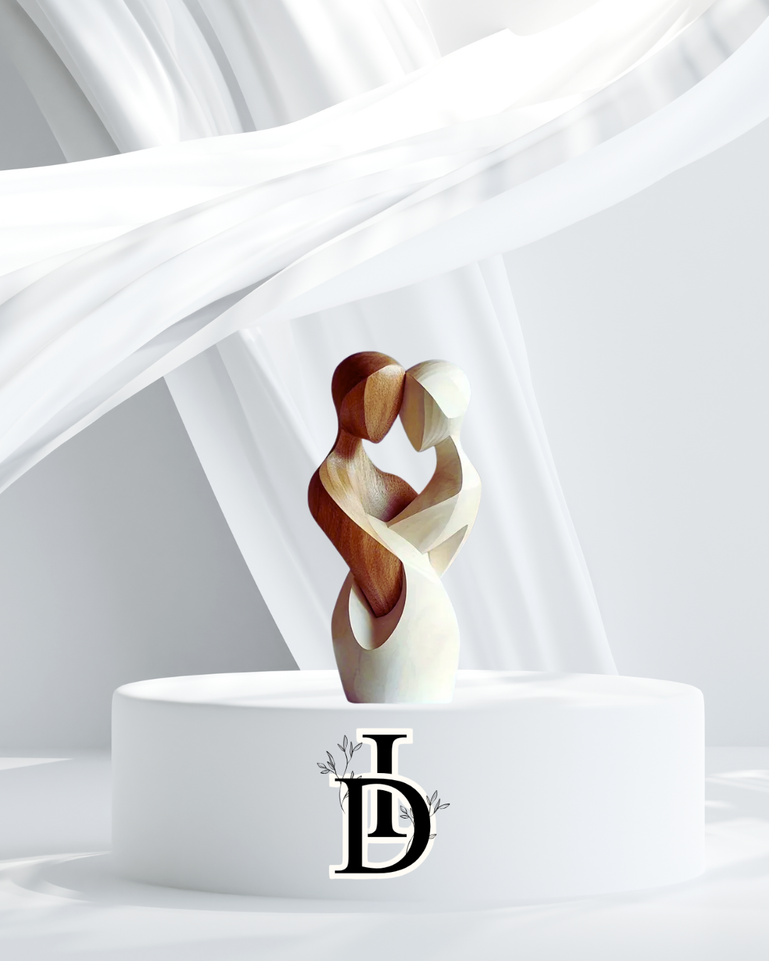 Statue Élégante Couple en Bois Artificiel