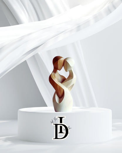 Statue Élégante Couple en Bois Artificiel