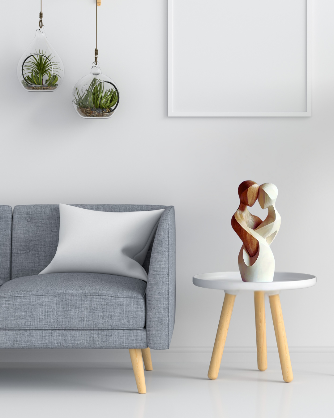 Statue Élégante Couple en Bois Artificiel