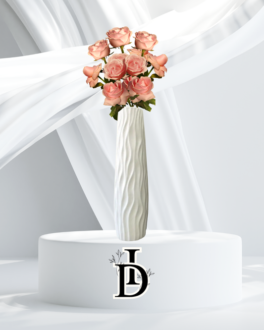 Grand vase décoratif texturé incassable sur pied