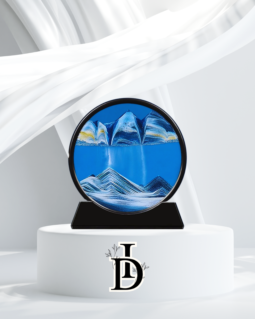 Sablier 3D en Verre – Paysage Marin en Sable Mouvant