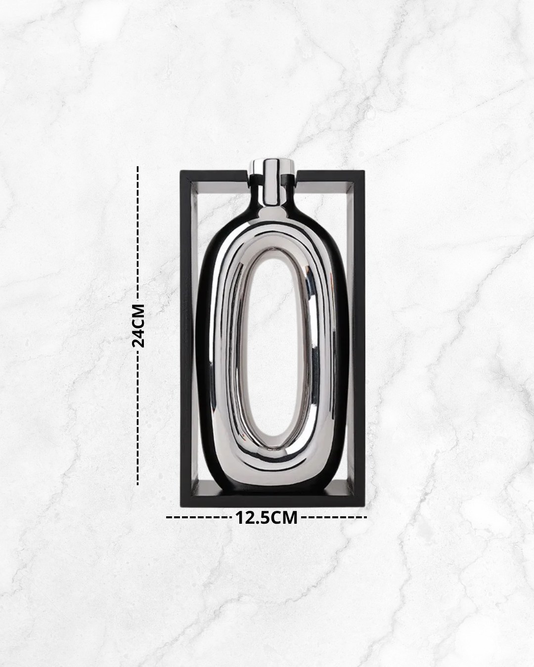 Vase en céramique argenté avec cadre creux