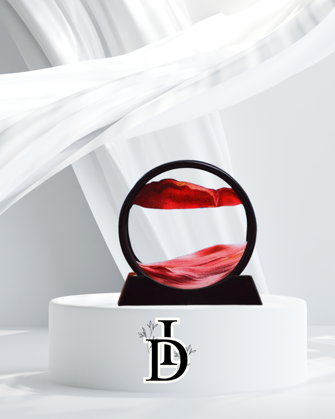 Sablier 3D en Verre – Paysage Marin en Sable Mouvant