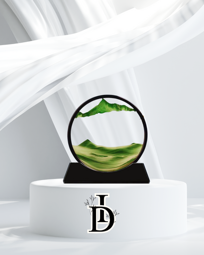 Sablier 3D en Verre – Paysage Marin en Sable Mouvant