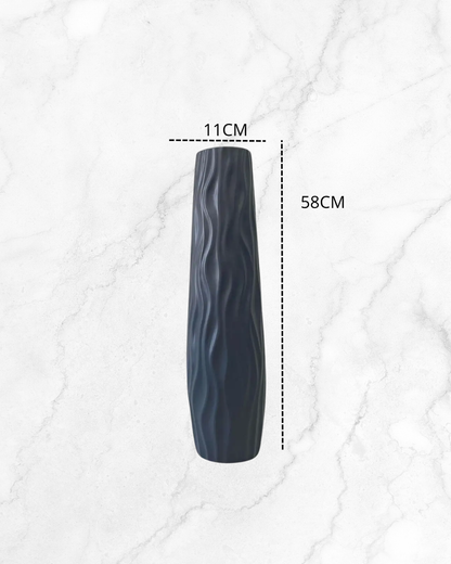 Grand vase décoratif texturé incassable sur pied