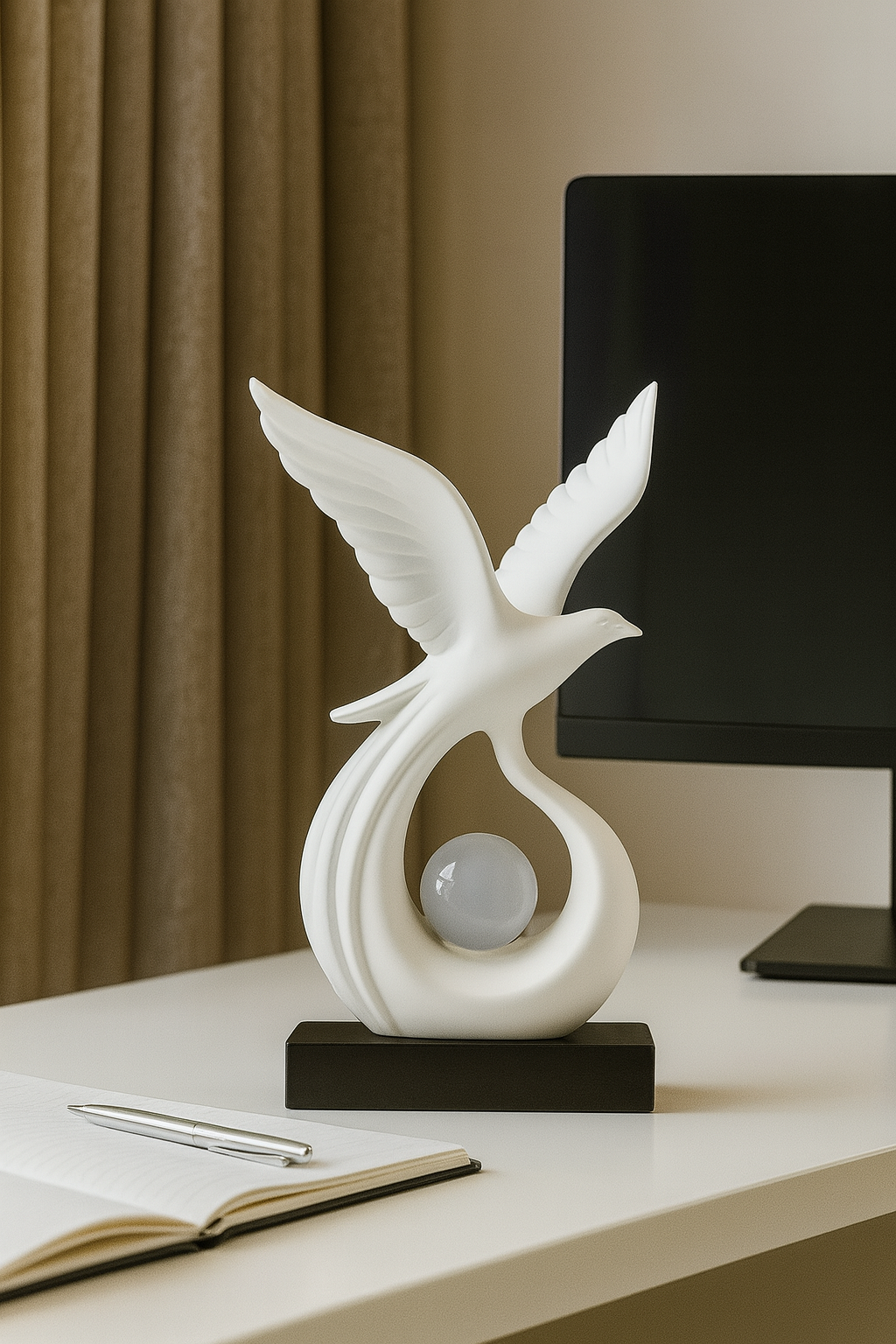 Sculpture Oiseau Élégance – Déco Moderne Porte-Bonheur en Résine