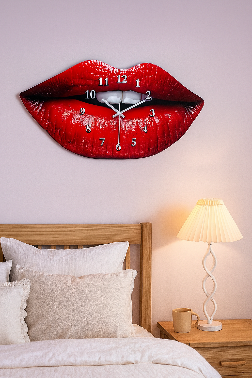 Horloge Murale Lèvres Rouges