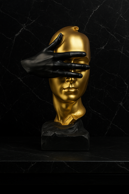 Sculpture Murale Abstraite Noir & Or – Décoration Moderne Intérieure