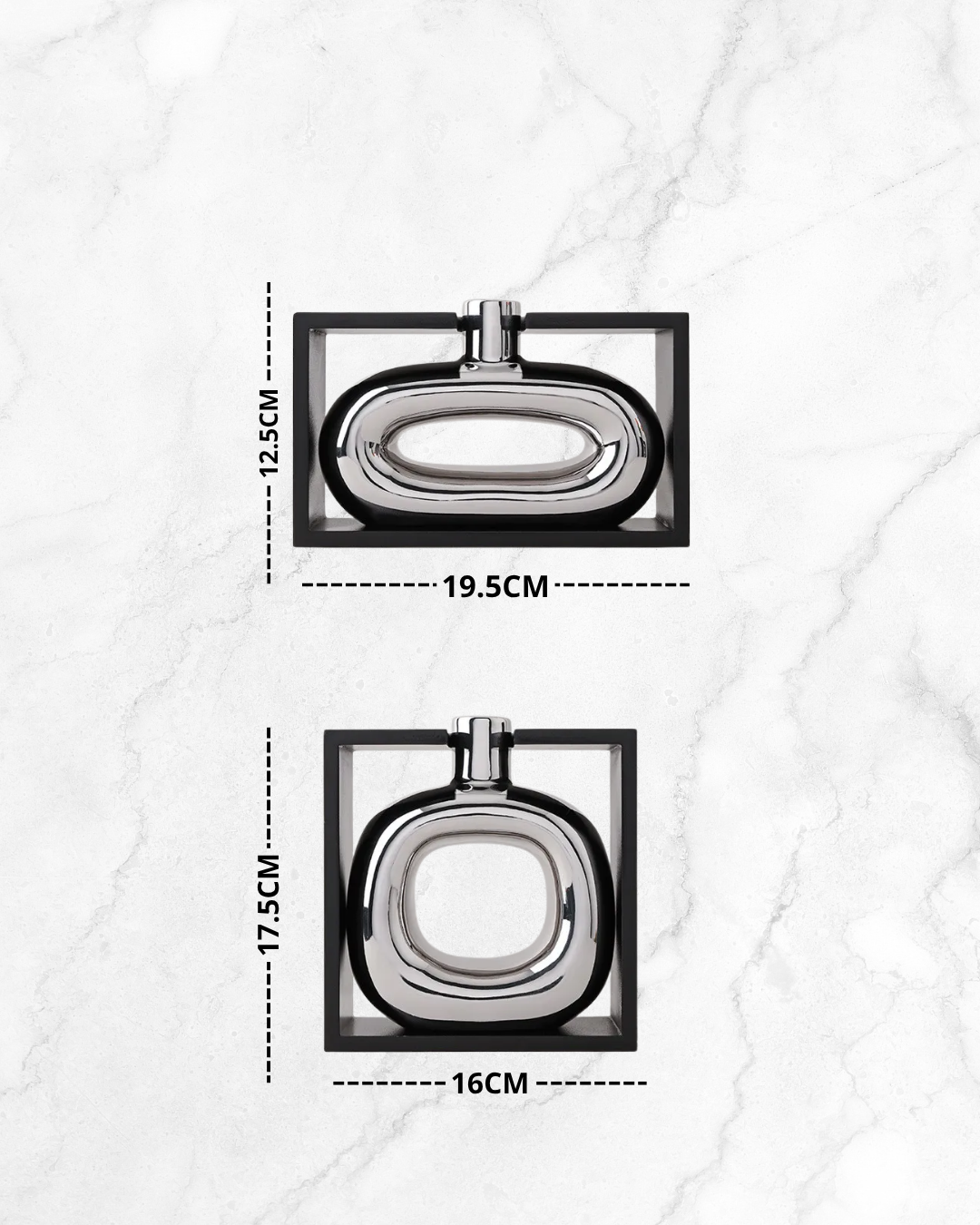 Vase en céramique argenté avec cadre creux