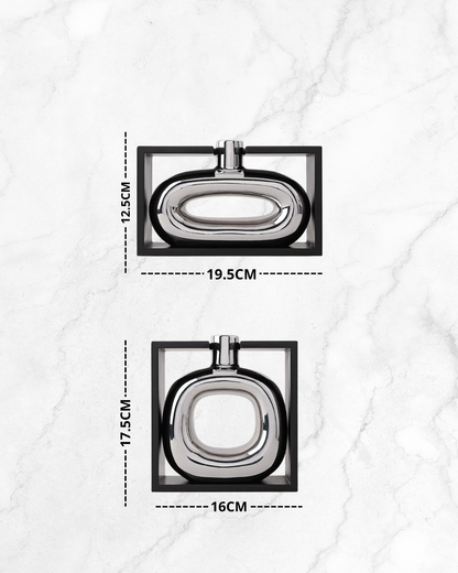 Vase en céramique argenté avec cadre creux