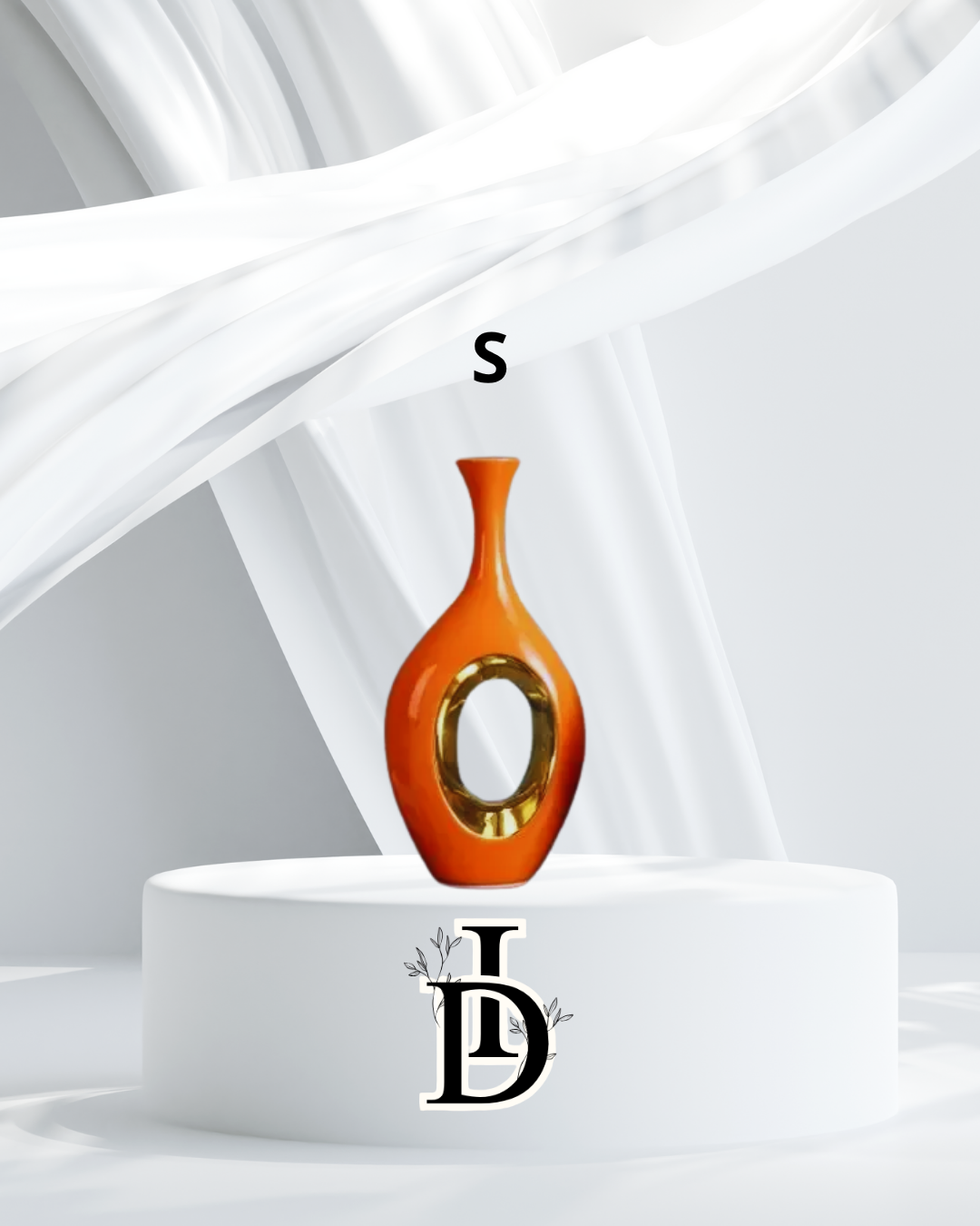 Vase en céramique de luxe orange bordé d’or