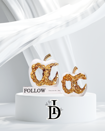 Sculpture Pomme Dorée en Céramique