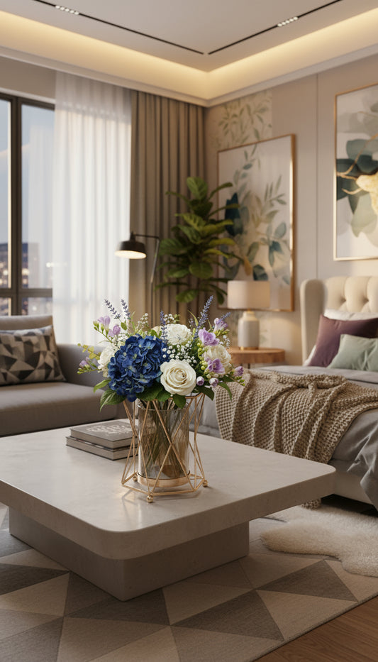 Vase Élégant en Métal Doré & Verre – Design Rectangulaire Classique