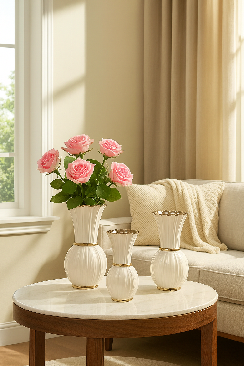 Vase Rond en Céramique Style Français