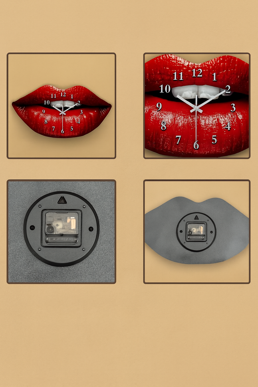 Horloge Murale Lèvres Rouges