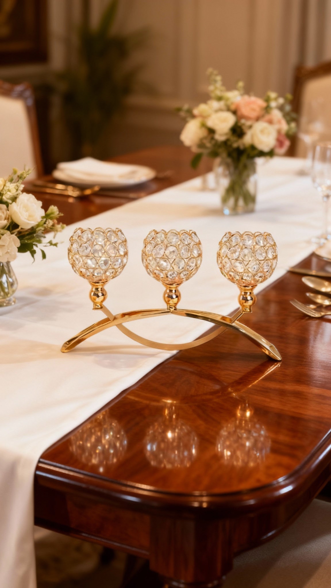 Chandelier Doré ou Argenté  à 3 Bras