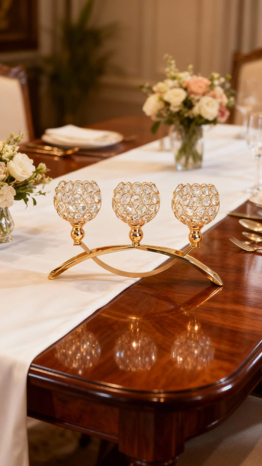 Chandelier Doré ou Argenté  à 3 Bras