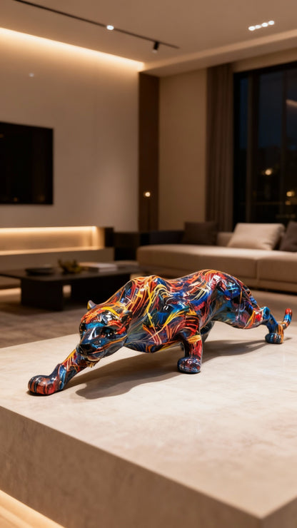 Statue Léopard Contemporaine en Résine