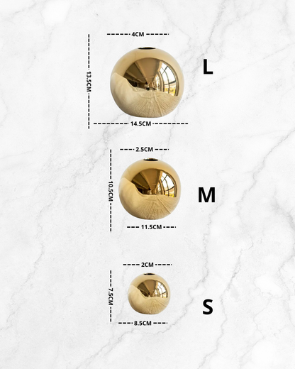 Vase boule en céramique dorée plaquée