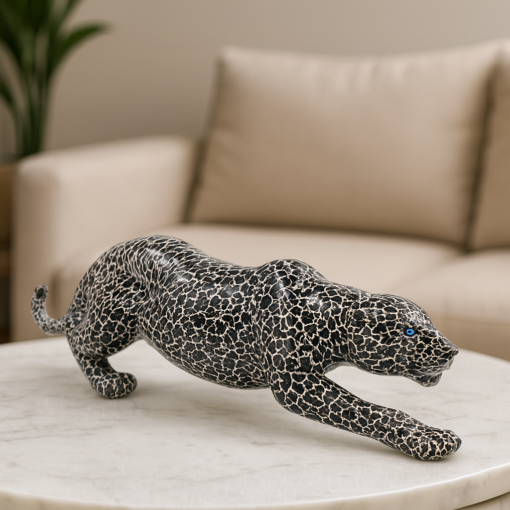 Statue Léopard Géométrique en Résine