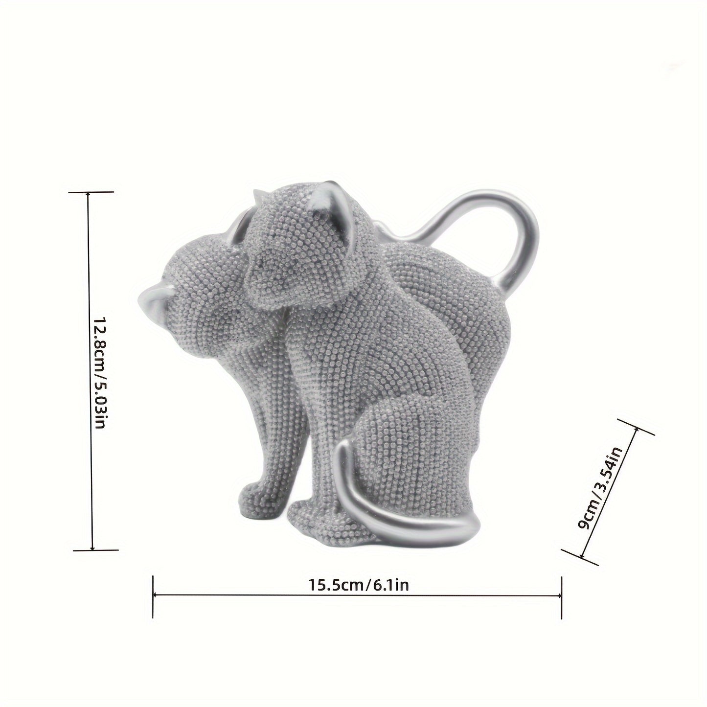 Paire de Chats Perlés Décoratifs en Résine