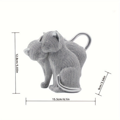 Paire de Chats Perlés Décoratifs en Résine