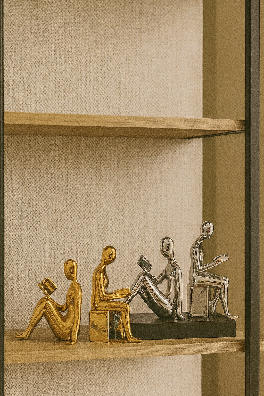 Serre-Livres Fille Moderne en Céramique – Sculpture Décorative (Set 2 pièces)