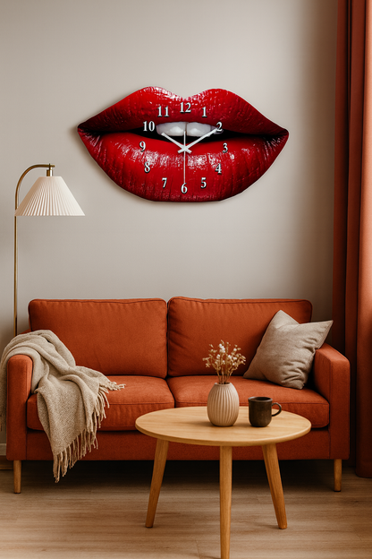 Horloge Murale Lèvres Rouges
