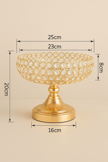 Grande Coupe à Fruits en Fer Doré et Cristaux