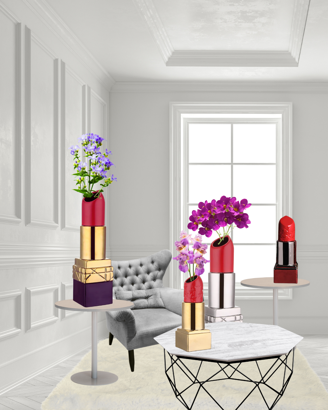 Vase en céramique forme rouge à lèvres