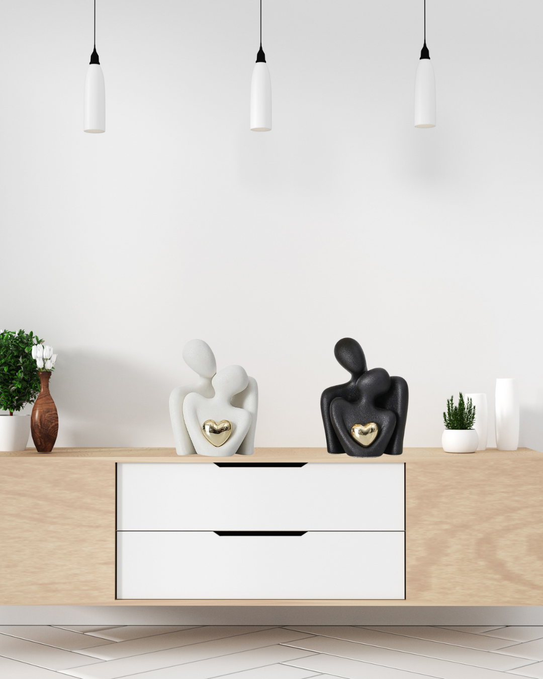 Statue Abstraite de Couple