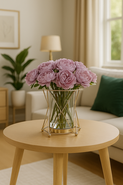 Vase Élégant en Métal Doré & Verre – Design Rectangulaire Classique