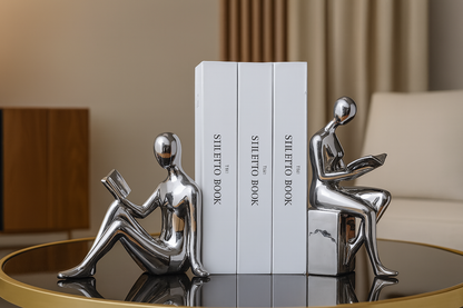 Serre-Livres Fille Moderne en Céramique – Sculpture Décorative (Set 2 pièces)